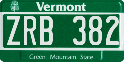 VT license plate ZRB382