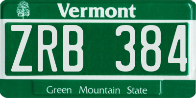 VT license plate ZRB384