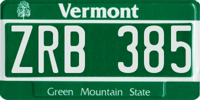 VT license plate ZRB385