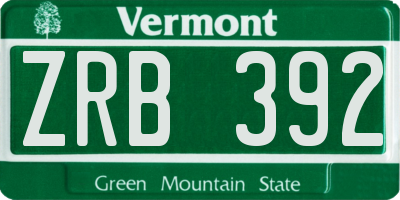 VT license plate ZRB392
