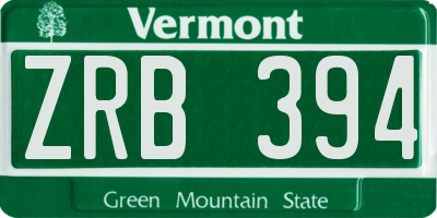 VT license plate ZRB394