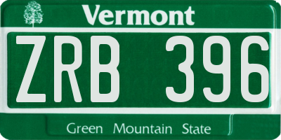 VT license plate ZRB396
