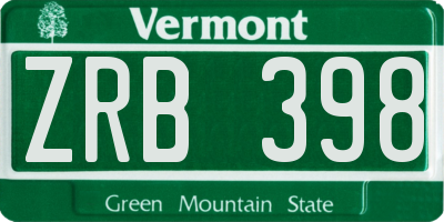 VT license plate ZRB398