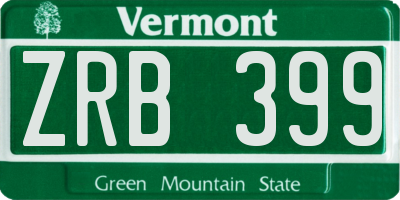 VT license plate ZRB399
