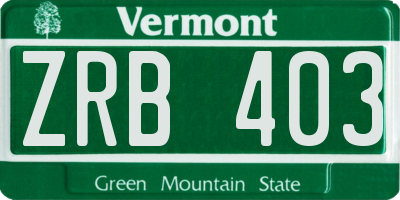 VT license plate ZRB403