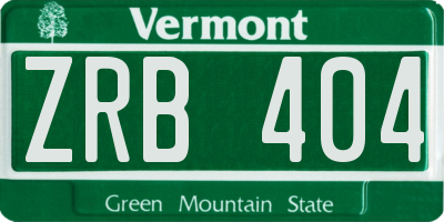 VT license plate ZRB404