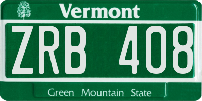 VT license plate ZRB408