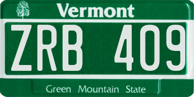 VT license plate ZRB409