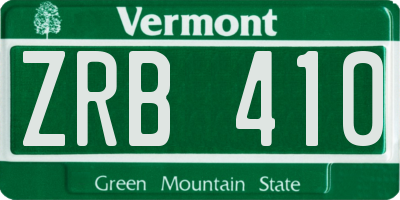 VT license plate ZRB410