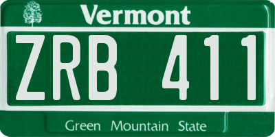 VT license plate ZRB411