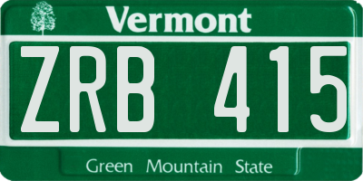 VT license plate ZRB415