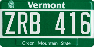 VT license plate ZRB416