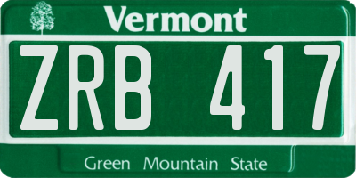 VT license plate ZRB417