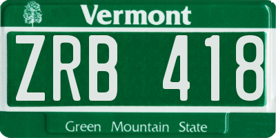 VT license plate ZRB418