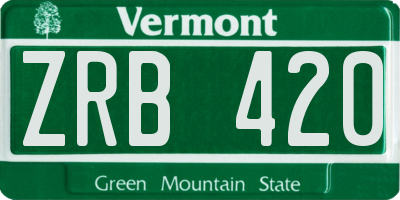 VT license plate ZRB420