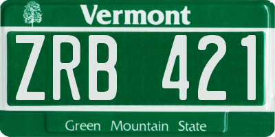 VT license plate ZRB421