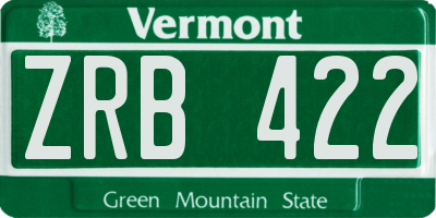 VT license plate ZRB422