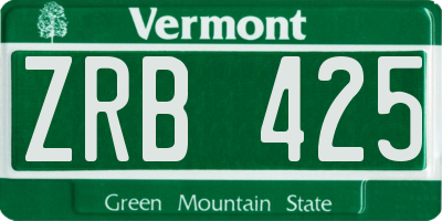 VT license plate ZRB425