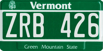 VT license plate ZRB426