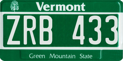 VT license plate ZRB433