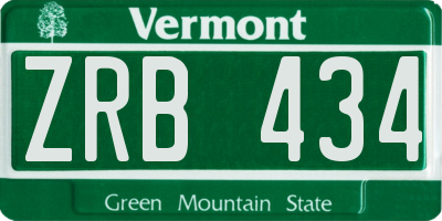 VT license plate ZRB434