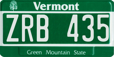 VT license plate ZRB435