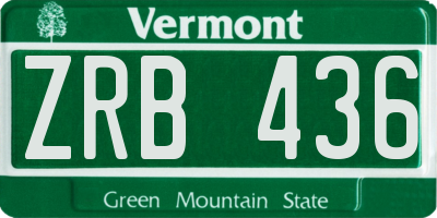 VT license plate ZRB436