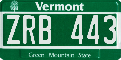 VT license plate ZRB443