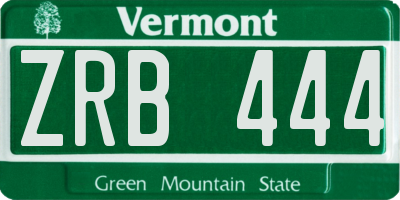VT license plate ZRB444