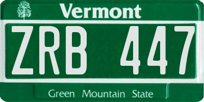 VT license plate ZRB447