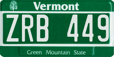 VT license plate ZRB449