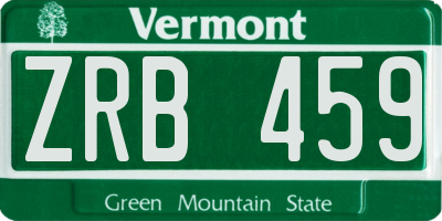 VT license plate ZRB459