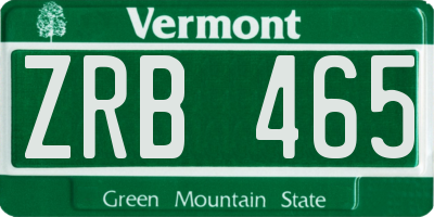 VT license plate ZRB465