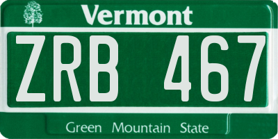 VT license plate ZRB467