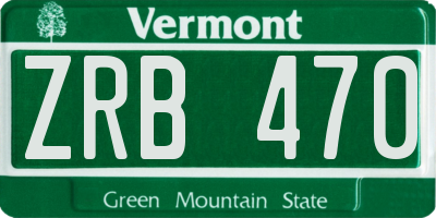 VT license plate ZRB470