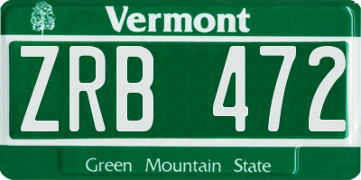 VT license plate ZRB472