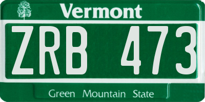 VT license plate ZRB473