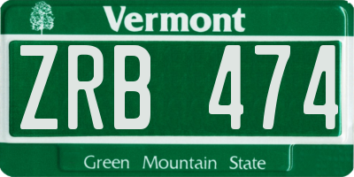 VT license plate ZRB474