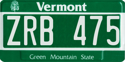 VT license plate ZRB475
