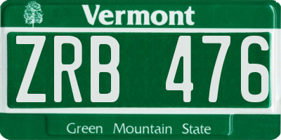 VT license plate ZRB476