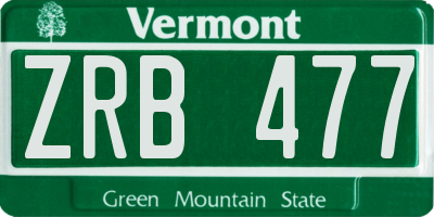 VT license plate ZRB477