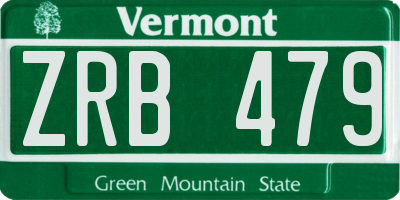 VT license plate ZRB479