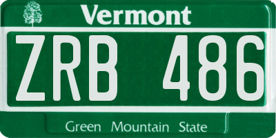 VT license plate ZRB486
