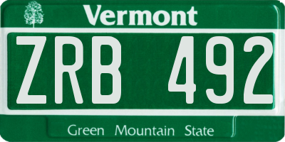 VT license plate ZRB492
