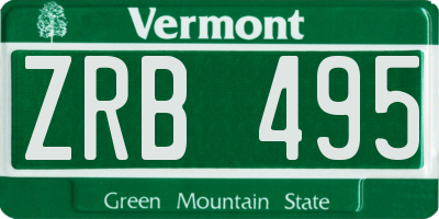 VT license plate ZRB495