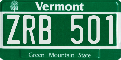VT license plate ZRB501