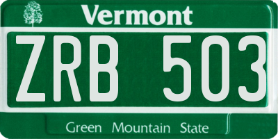 VT license plate ZRB503
