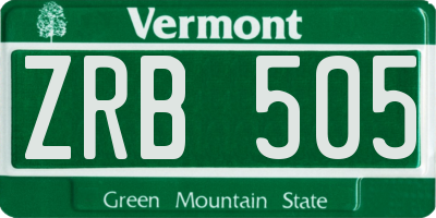 VT license plate ZRB505