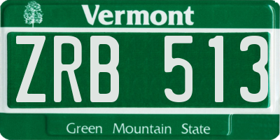 VT license plate ZRB513