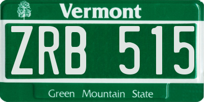 VT license plate ZRB515